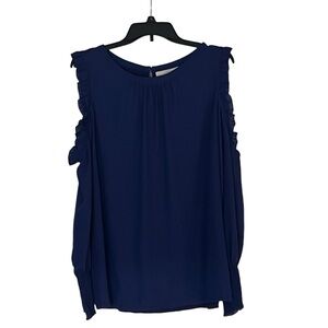 Loft open shoulder long sleeve blouse size large